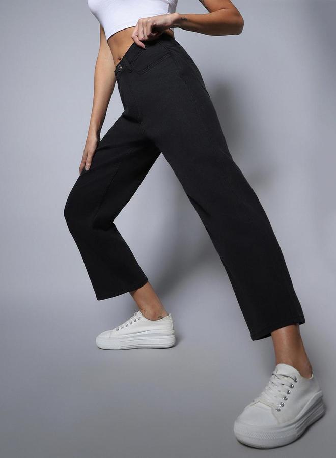 هاي ستار جينز نسائي بقصة داد فيت بتغسيل باهت ثقيل - Image 1