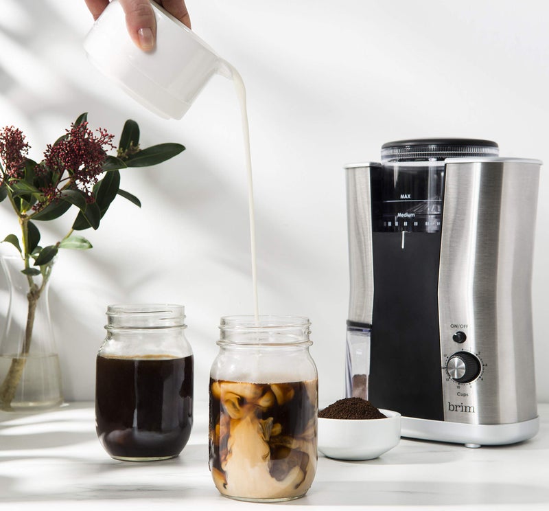 BRIM Conical Burr Coffee Grinder, Uniformly Grinds Beans for 1-17 Cups of Coffee, Features Removable Bean Container, 17 Precise Grind Size Settings, and Convenient Auto Shut Off, Stainless Steel/Black - Image 2