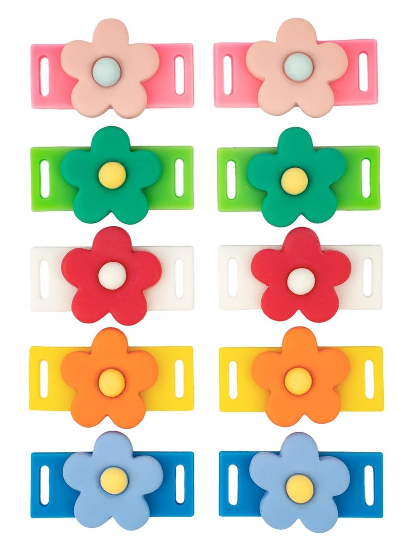 SOLARAE 10Pcs Flower Shoe Tags For Sneakers For Girls, Colorful PVC Shoe Lace Decorations For Kids, DIY Sneakers Shoelace Decors, Rubber - Image 3