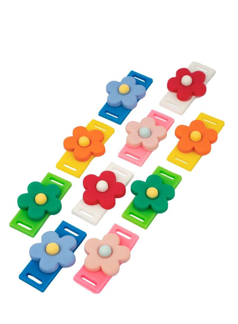 SOLARAE 10Pcs Flower Shoe Tags For Sneakers For Girls, Colorful PVC Shoe Lace Decorations For Kids, DIY Sneakers Shoelace Decors, Rubber - Image 2