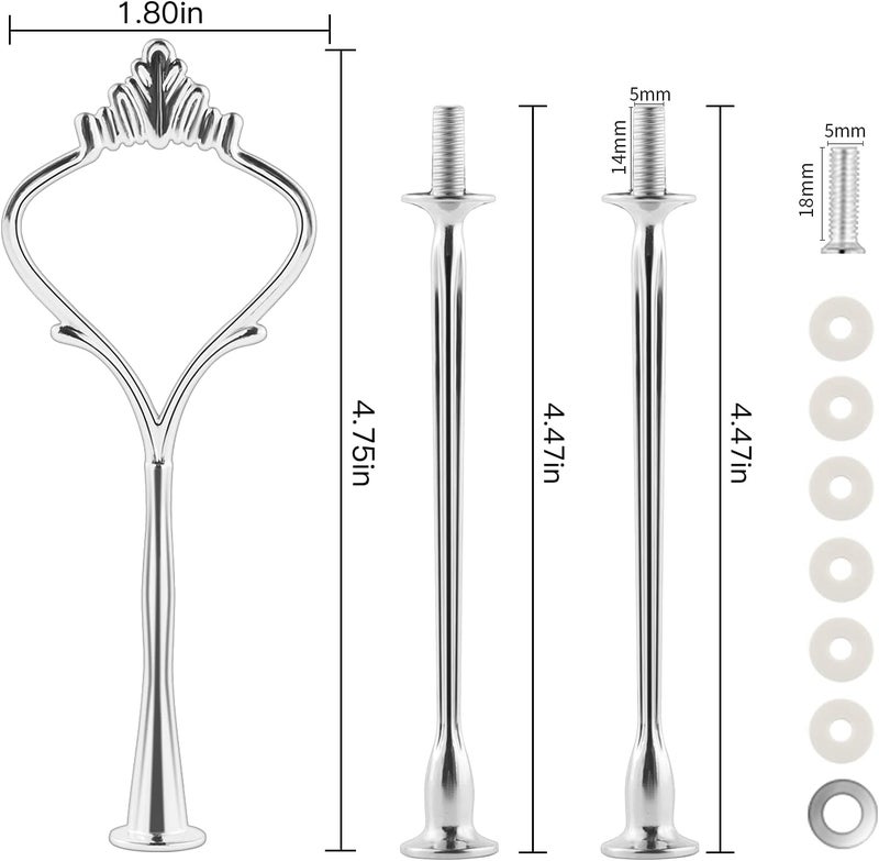 Moocci 3 Tier Cake Stand Hardware Tiered Tray Hardware, 6 Sets Cake Stand Fittings Hardware for Cake Stand Mold, Decoration Accessories for Christmas Dinner Party Wedding Family Banquet (Silver Crown) - Image 2