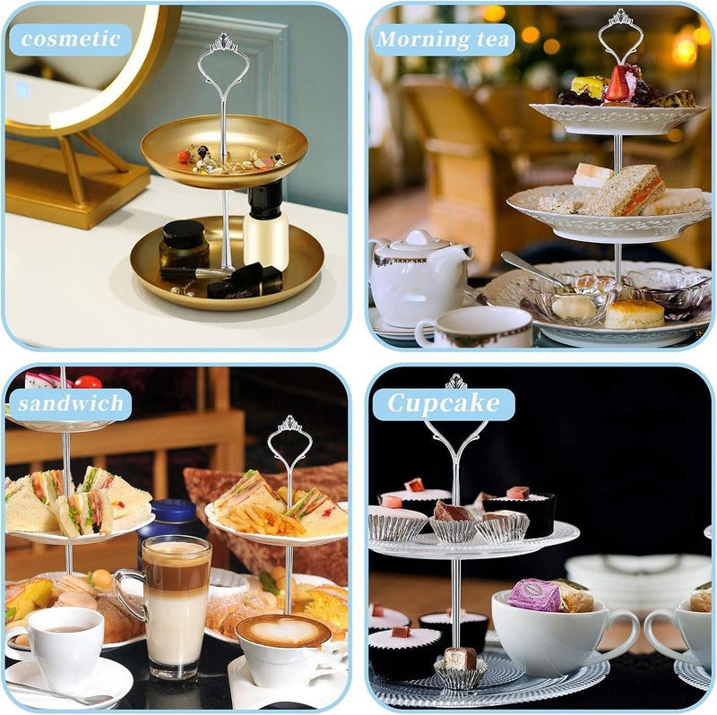 Moocci 3 Tier Cake Stand Hardware Tiered Tray Hardware, 6 Sets Cake Stand Fittings Hardware for Cake Stand Mold, Decoration Accessories for Christmas Dinner Party Wedding Family Banquet (Silver Crown) - Image 5