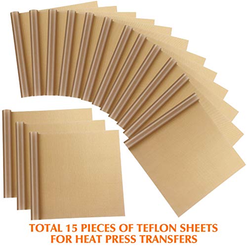 selizo Teflon Sheet for Heat Press, 15 Pack Selizo Heat Transfer Cover Paper Heat Resistant Transfer Protector Sheets for Cricut Iron HTV Vinyl, Sublimation, Baking and Craft - Image 2