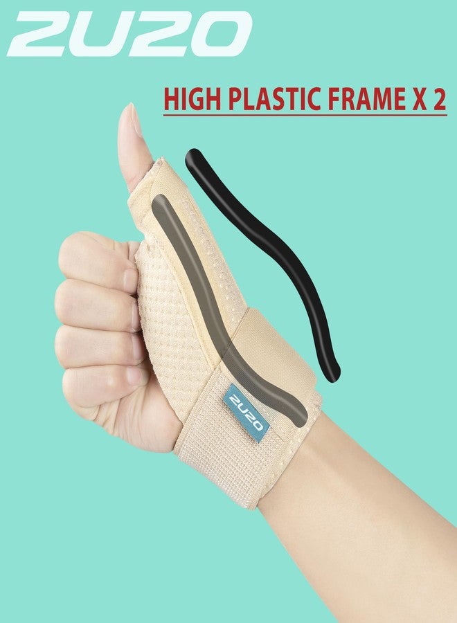 2U2O Compression Thumb Brace, Breathable Wrist Stabilizer - Lightweight Thumb Splint for BlackBerry Thumb, Sprains, Carpal Tunnel, Tendonitis, Arthritis Pain Relief- Support Wrap for Men/Women, S-M, Beige - Image 4