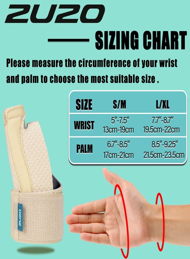 2U2O Compression Thumb Brace, Breathable Wrist Stabilizer - Lightweight Thumb Splint for BlackBerry Thumb, Sprains, Carpal Tunnel, Tendonitis, Arthritis Pain Relief- Support Wrap for Men/Women, S-M, Beige - Image 3