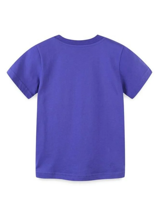 YUNIQEE Blue Printed Short Sleeve Crew Neck T-Shirt