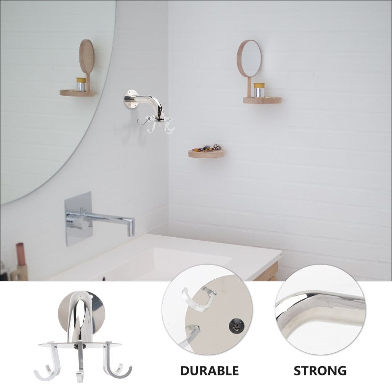 1 Set Stainless Steel Traceless Hook Kitchen Rotating Hook Bathroom Hanger - Image 5