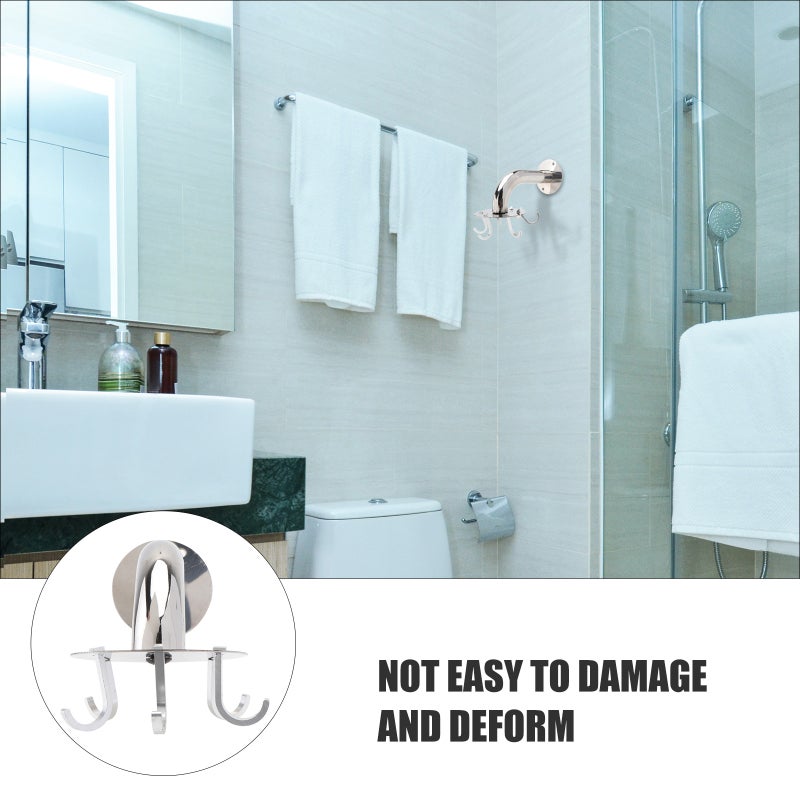 1 Set Stainless Steel Traceless Hook Kitchen Rotating Hook Bathroom Hanger - Image 4