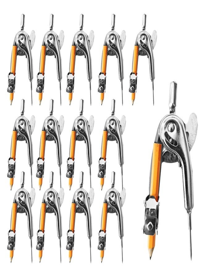 HEHIPLE 20 Pieces Compass for Geometry Metal Compass Tool Math Compass Bulk Drawing Compass Silver Geometry Compass with Pencil for Student School Classroom Office Woodworking Art Drawing - Image 1