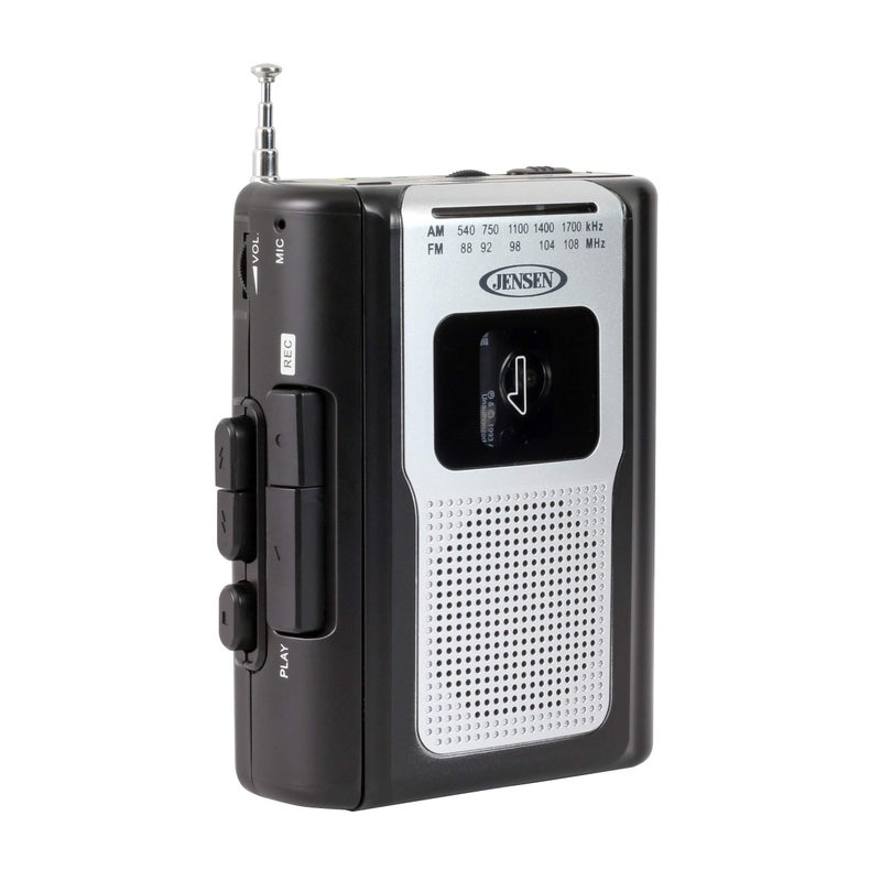 Jensen CR-100 Retro Portable AM/FM Radio Personal Cassette Player Compact Lightweight Design Stereo AM/FM Radio Cassette Player/Recorder & Built in Speaker (Black Series) - Image 2
