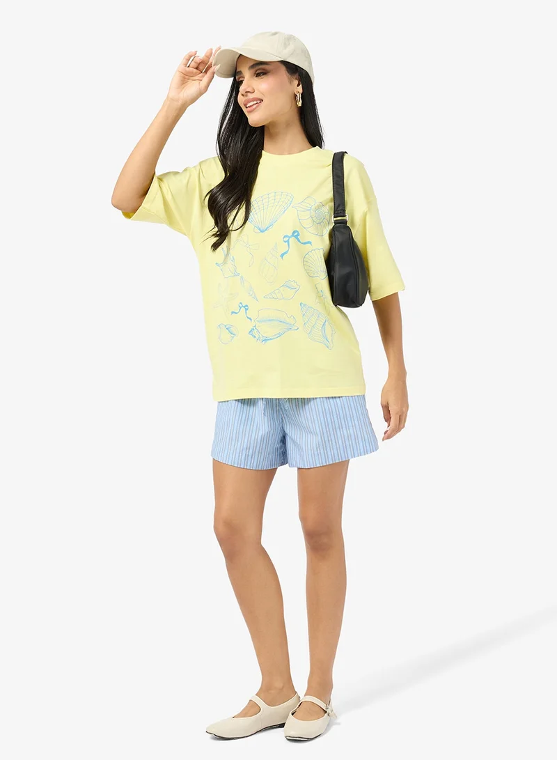 Ginger Cotton Oversize Travel Graphic T-shirt