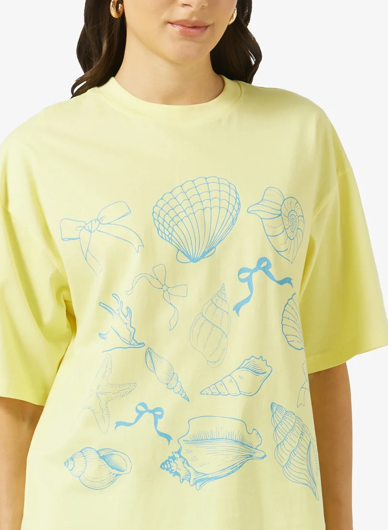 Ginger  Cotton Oversize Travel Graphic T-shirt for Women | Best Price UAE