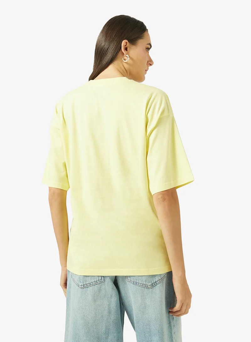 جينجر تيشيرت قطني أوفر سايز بجرافيك سفر