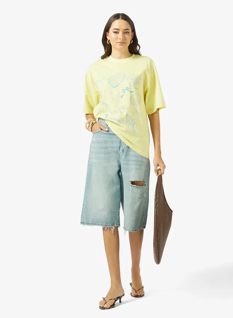 Ginger  Cotton Oversize Travel Graphic T-shirt for Women | Best Price UAE