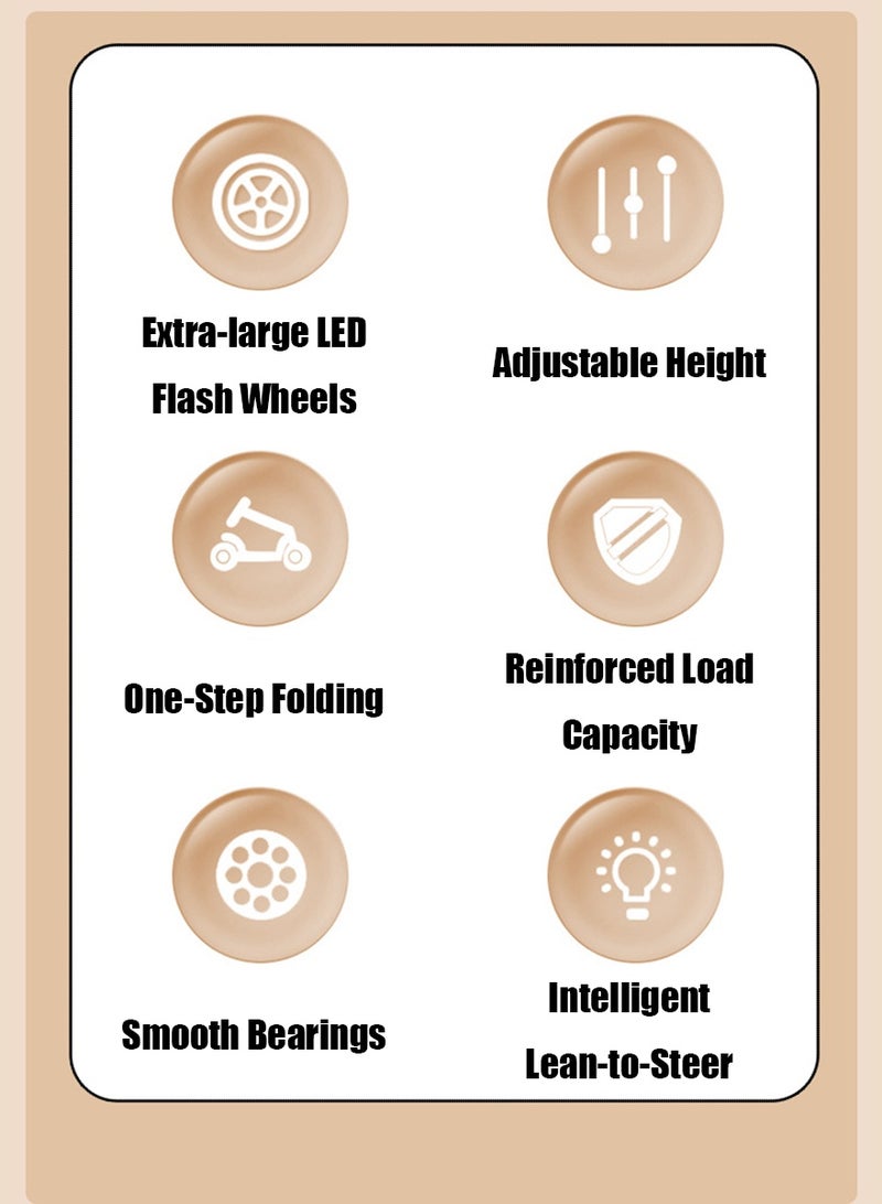 One-click fold & Unbreakable & Never Fall Down 2-in-1 Scooters Kids 3 Wheel Kick Scooter for Boys Girls Ages 3-6, Flash Wheel, Adjustable Height & Seat, Widened Non-Slip Deck, More Safer for Beginner Toddlers (without music and lighting modes) - Image 2