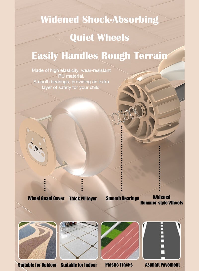 One-click fold & Unbreakable & Never Fall Down 2-in-1 Scooters Kids 3 Wheel Kick Scooter for Boys Girls Ages 3-6, Flash Wheel, Adjustable Height & Seat, Widened Non-Slip Deck, More Safer for Beginner Toddlers (without music and lighting modes) - Image 5