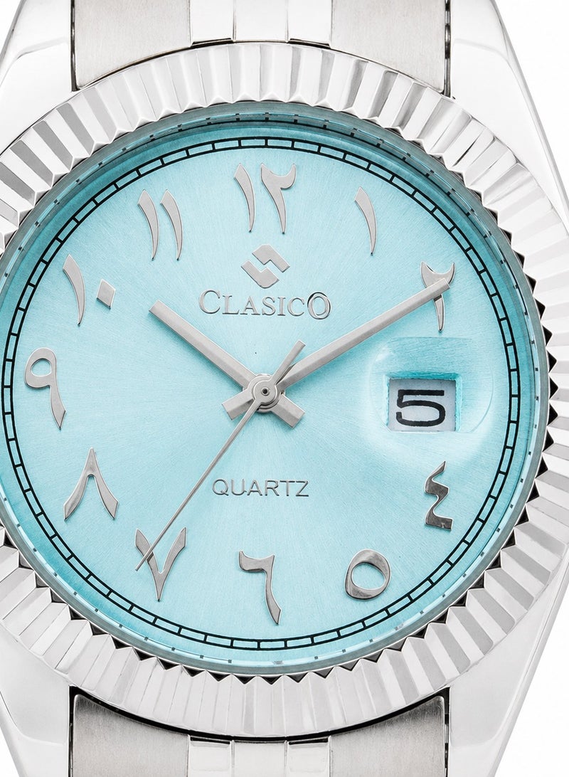 Clasico Royale Men's Luxury  Watch – Arabic Numeral Dial, Fluted Bezel, Date Display & Premium Stainless Steel Jubilee Bracelet - Image 5