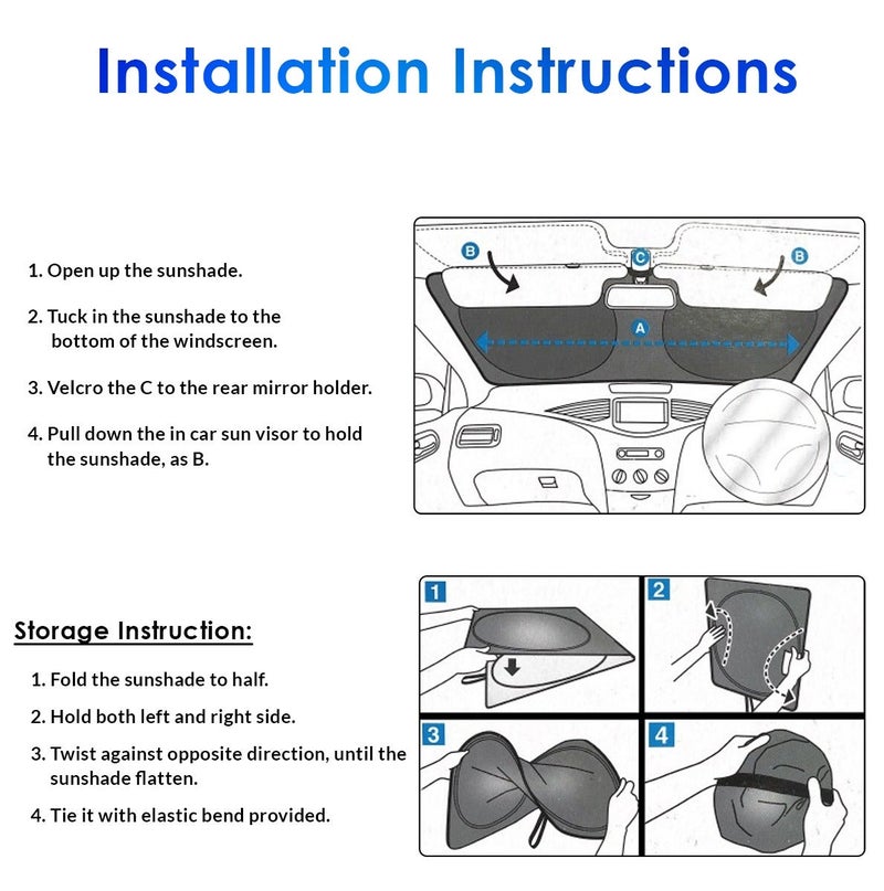 LEXUS Foldable Car Windshield Sunshade UV Protection Reflective Sun Shade Heat Insulation Front Window Sun Visor Cover Foldable Compact Car Sunshade for Cars SUV Universal Fit Interior Protection - Image 3