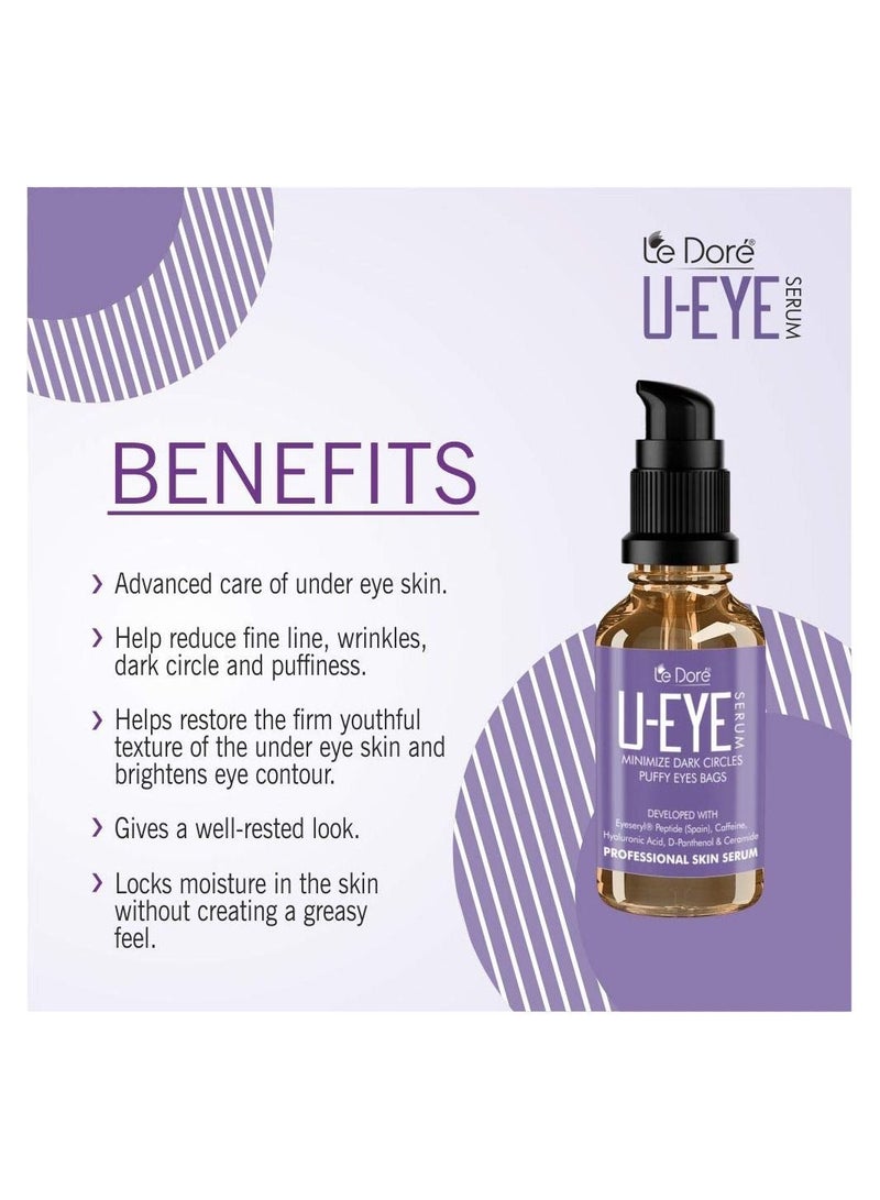 Le Dore Eye Under Eye Serum With Eyeseryl Peptides Caffeine Hyaluronic Acid Veg Ceramide Coffee Seed Extract 15ml - Image 2