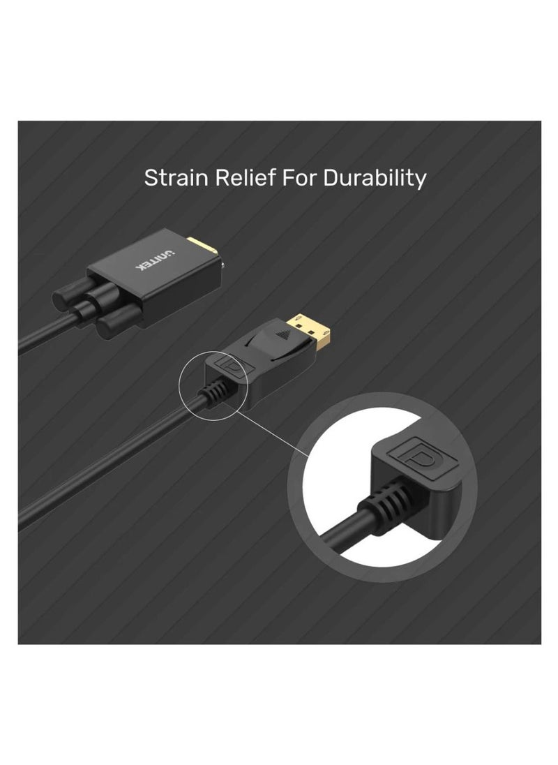 UNITEK UNITEK DisplayPort to VGA Cable – High-Performance Adapter Cable for PCs, Laptops, and Monitors – Full HD 1080P Support, Gold-Plated Connectors, Plug-and-Play, Compatible with Windows and Mac Systems  - Image 5