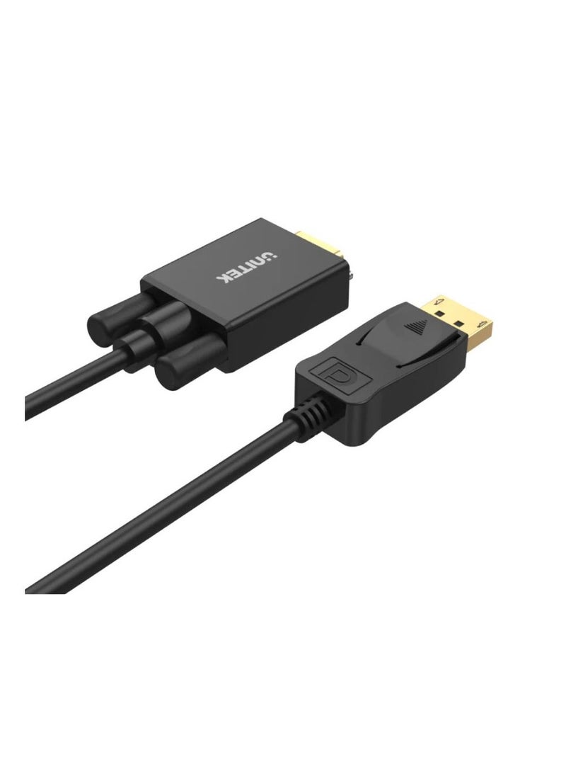 UNITEK UNITEK DisplayPort to VGA Cable – High-Performance Adapter Cable for PCs, Laptops, and Monitors – Full HD 1080P Support, Gold-Plated Connectors, Plug-and-Play, Compatible with Windows and Mac Systems  - Image 2