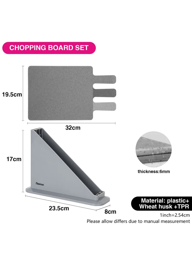 فيسمان 3 Piece Marble Colorued Cutting Board Set With Stand