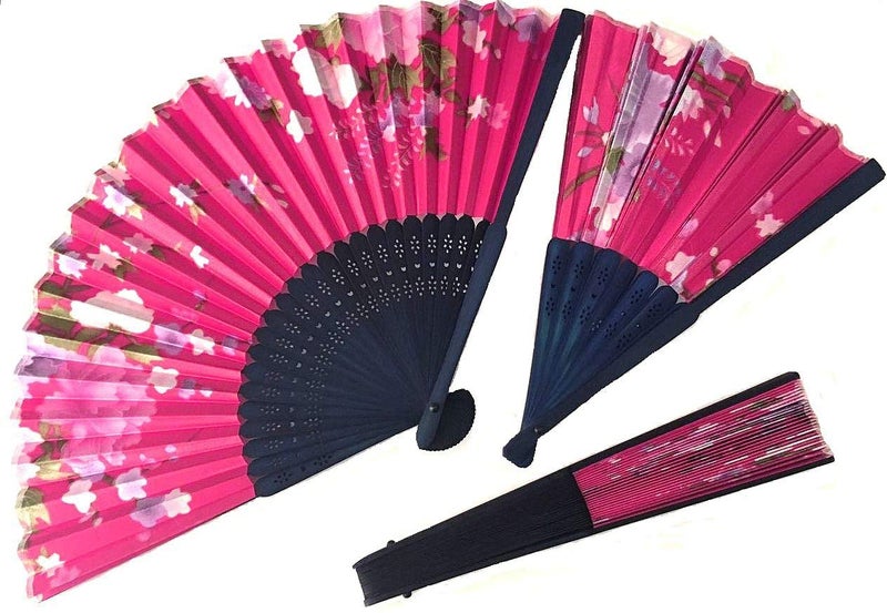 Western Era Multicolour Silk Plastic Retro Handheld Folding Chinese Vintage Fan for Girls Women 15 x 82 Set of 8 Vintage Design Silk Material Home Office Summer - Image 5