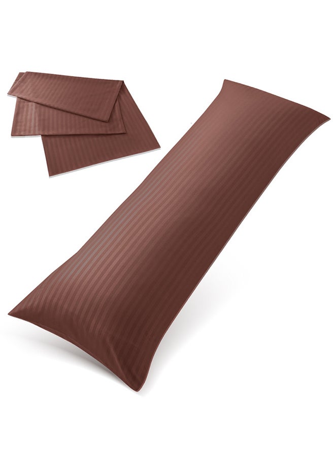 Hotel Linen Klub - Hotel Linen Klub Long Body 1Pc Stripe Pillowcase - 100% Microfiber  with envelope closure, Soft and Durable Quality, Size : 45 x 125cm , Chocolate - Image 1