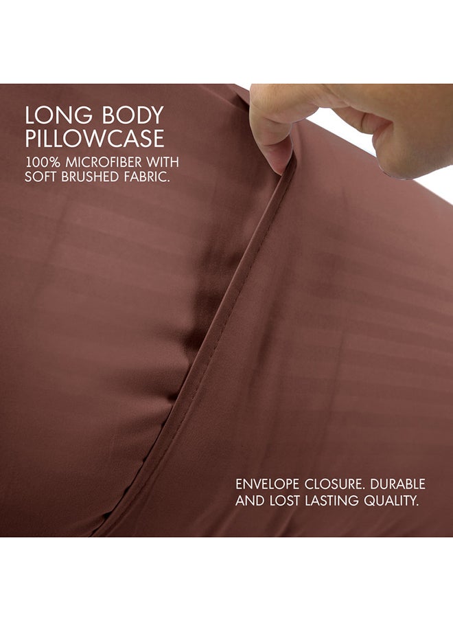 Hotel Linen Klub - Hotel Linen Klub Long Body 1Pc Stripe Pillowcase - 100% Microfiber  with envelope closure, Soft and Durable Quality, Size : 45 x 125cm , Chocolate - Image 1
