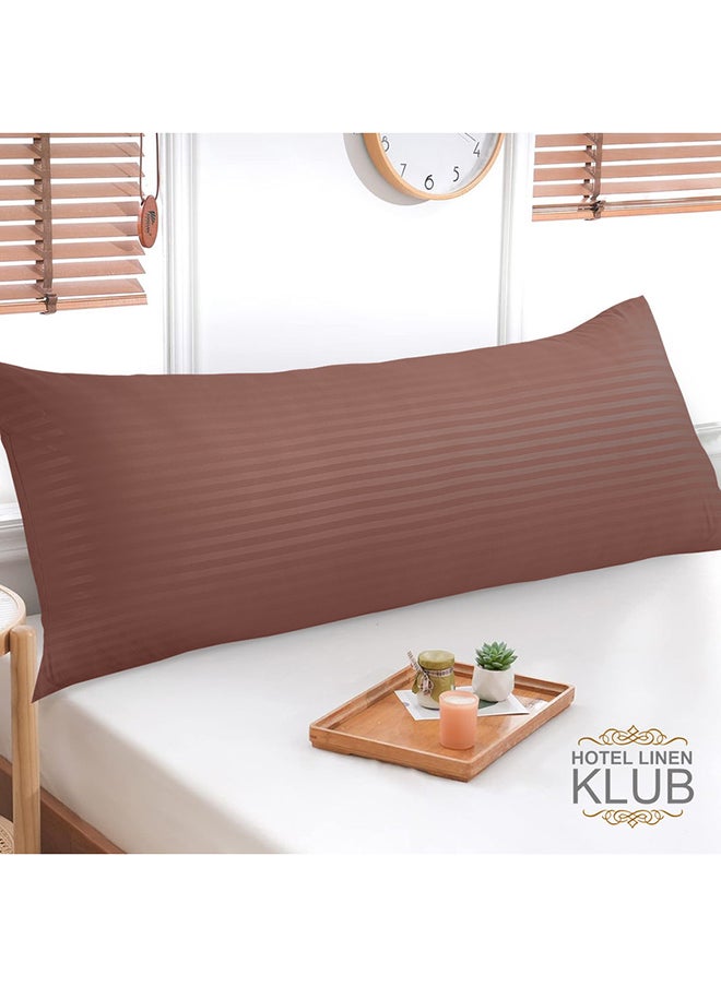 Hotel Linen Klub - Hotel Linen Klub Long Body 1Pc Stripe Pillowcase - 100% Microfiber  with envelope closure, Soft and Durable Quality, Size : 45 x 125cm , Chocolate - Image 1