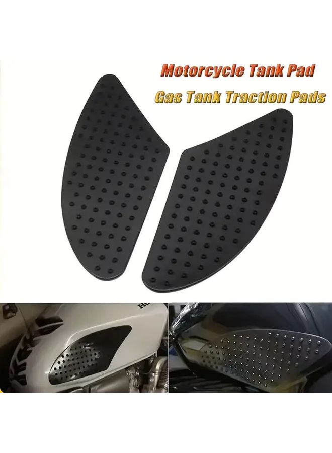 Black Motorcycle Tank Anti Slip Stickers And Knee Pads 2pcs Set - Image 5