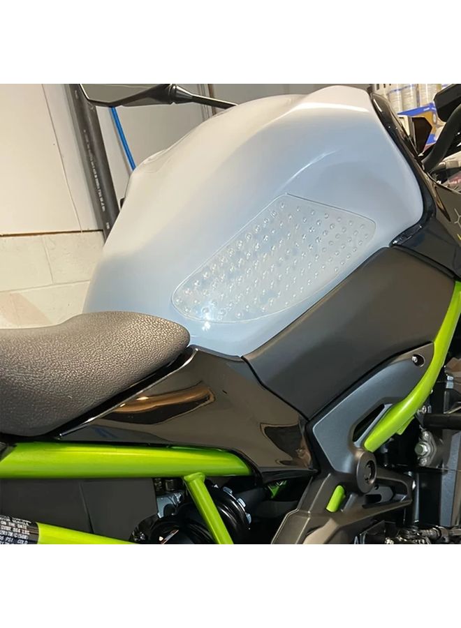 Black Motorcycle Tank Anti Slip Stickers And Knee Pads 2pcs Set - Image 3
