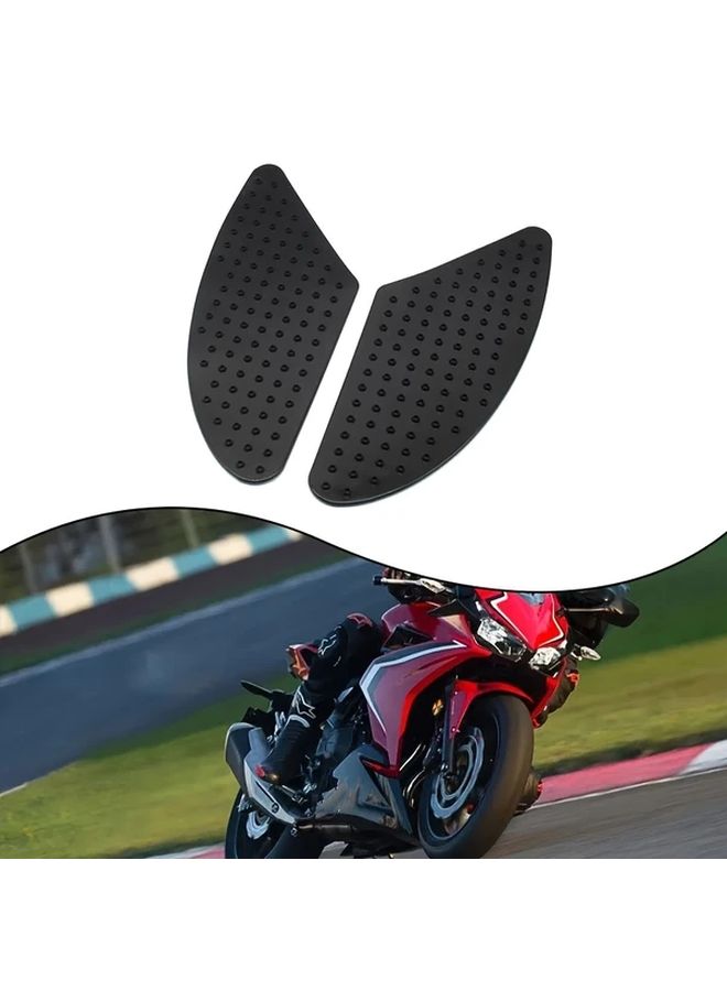 Black Motorcycle Tank Anti Slip Stickers And Knee Pads 2pcs Set - Image 4