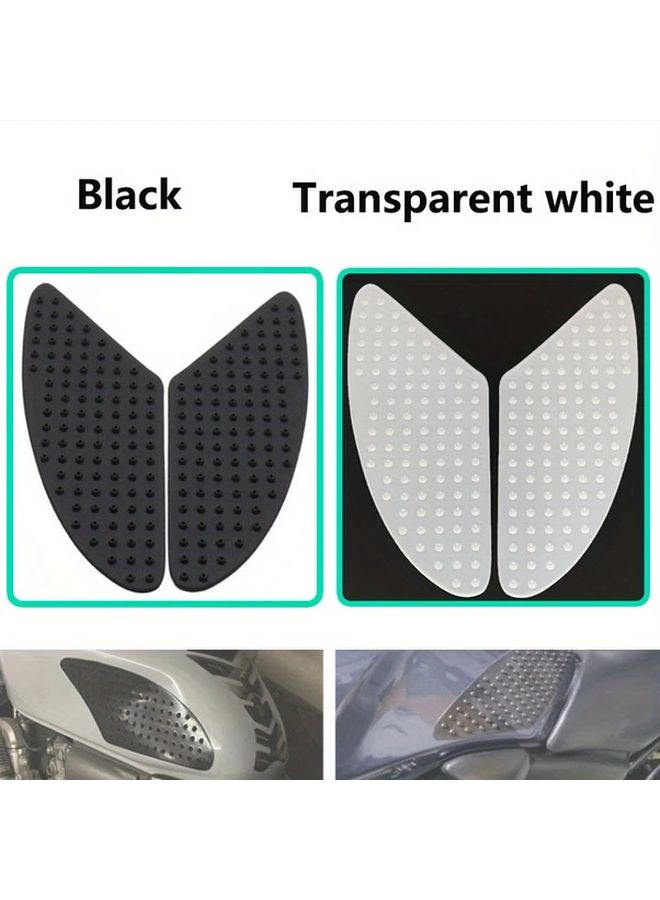 Black Motorcycle Tank Anti Slip Stickers And Knee Pads 2pcs Set - Image 2