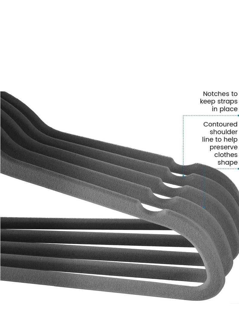 TYCOM Non-Slip Velvet Hangers Suit Hangers 30 Pack Ultra Thin Space Saving 360 Degree Swivel Hook Clothes Hangers Hold Up to 10 Lbs for Coats Jackets Pants Dress Clothe 30p Grey.  - Image 4