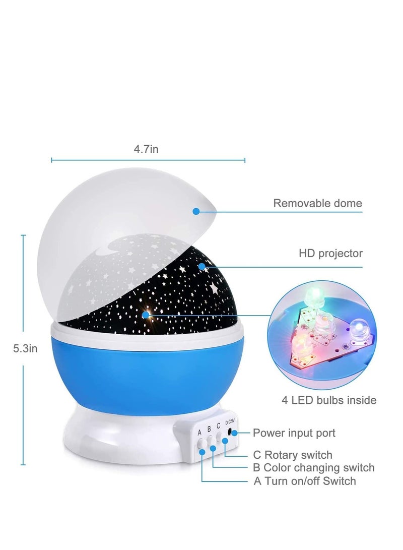 Star Romantic Rotating Star Moon Sky Rotation Night Projector Light Lamp Blue  - Image 4