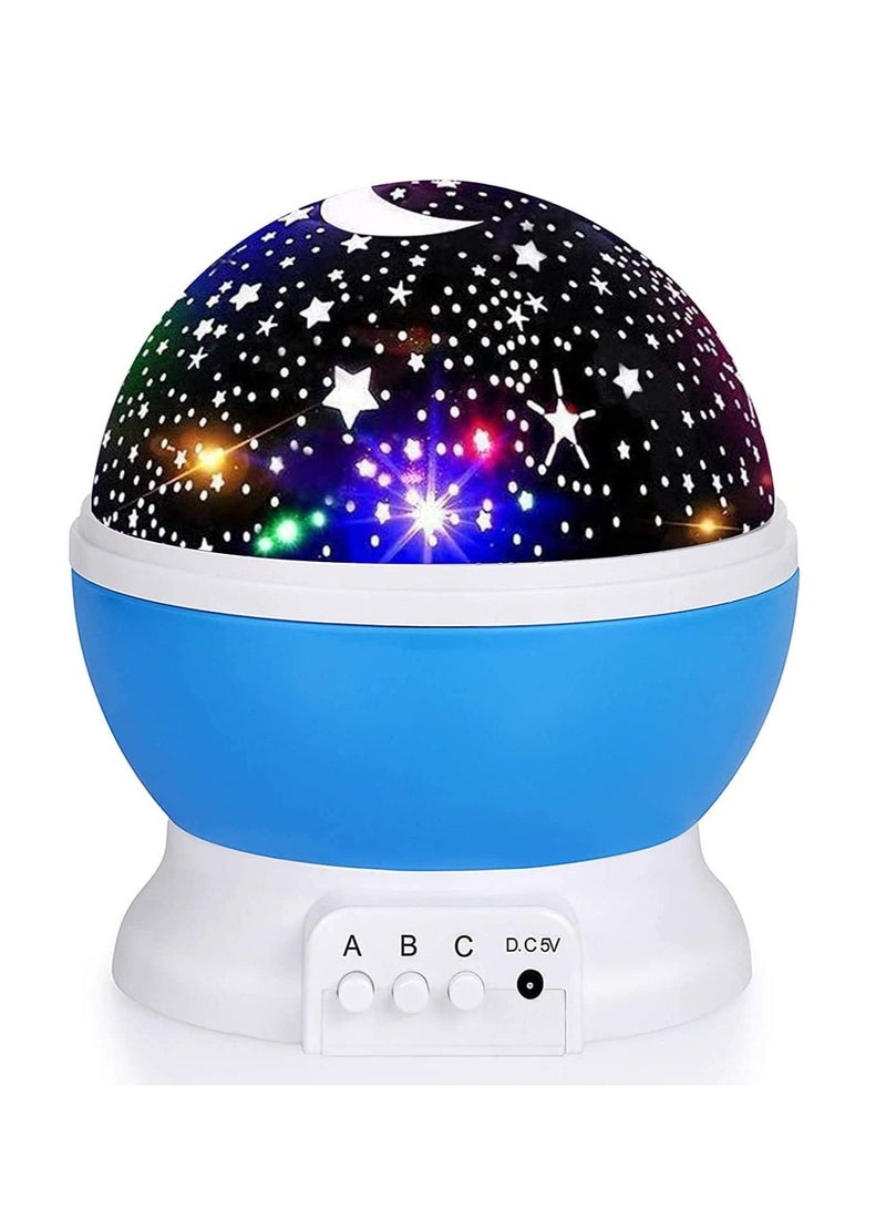 Star Romantic Rotating Star Moon Sky Rotation Night Projector Light Lamp Blue  - Image 1