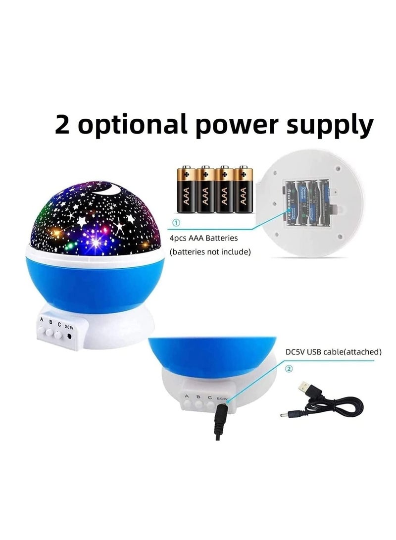 Star Romantic Rotating Star Moon Sky Rotation Night Projector Light Lamp Blue  - Image 2