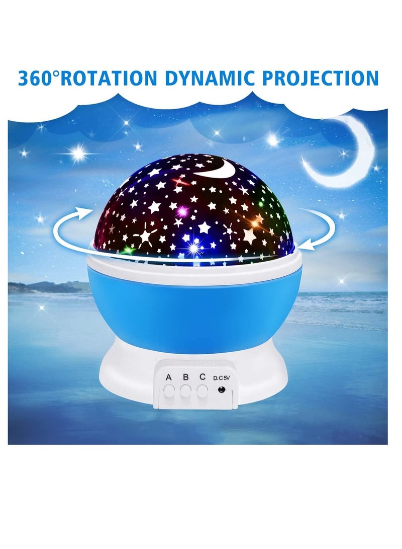Star Romantic Rotating Star Moon Sky Rotation Night Projector Light Lamp Blue  - Image 3