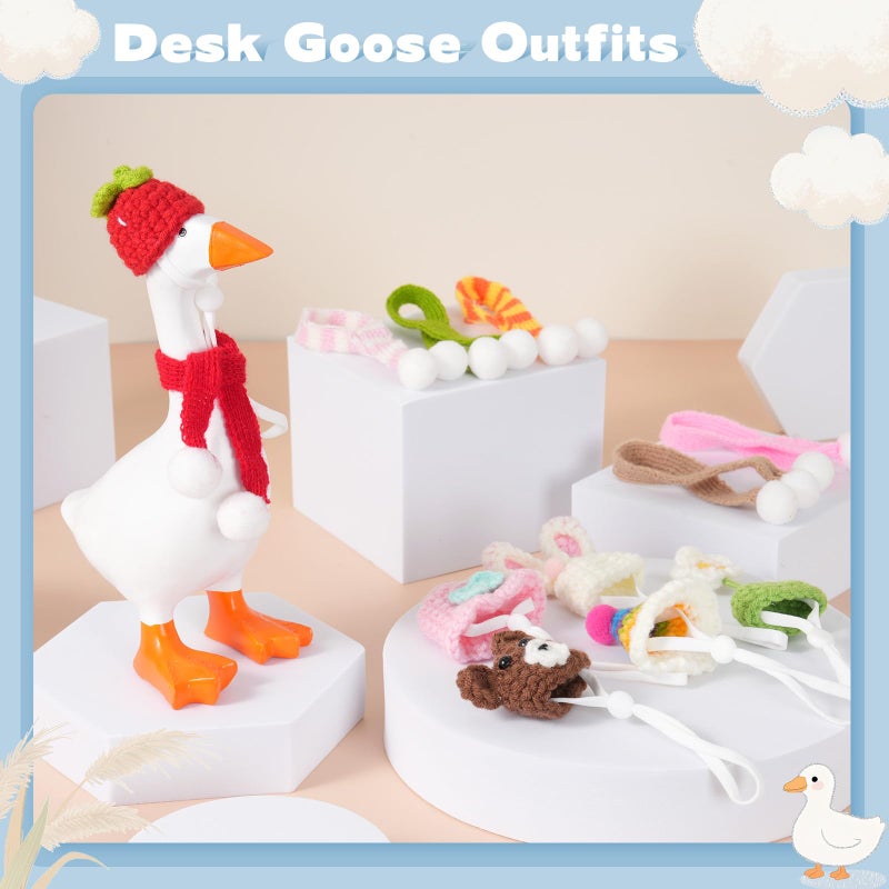 linastu 6 Set 7inch Desk Goose Outfits, Mini Desktop Goose clothes Desk Goose Accessories Set for Magnetic Goose Statue (Colorful Hat+ Scarf) - Image 4