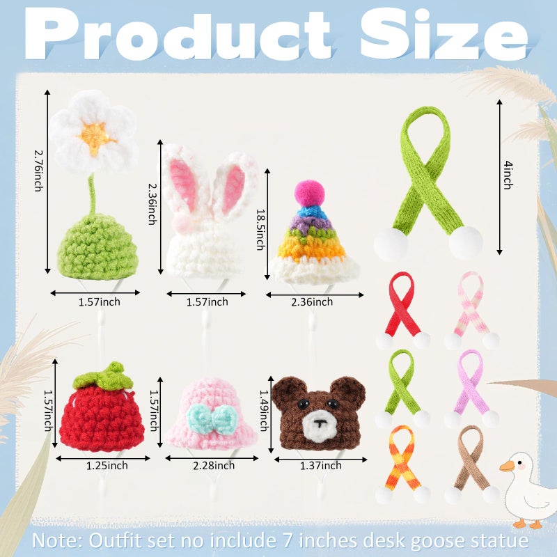 linastu 6 Set 7inch Desk Goose Outfits, Mini Desktop Goose clothes Desk Goose Accessories Set for Magnetic Goose Statue (Colorful Hat+ Scarf) - Image 2