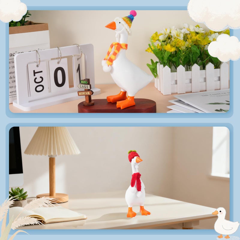 linastu 6 Set 7inch Desk Goose Outfits, Mini Desktop Goose clothes Desk Goose Accessories Set for Magnetic Goose Statue (Colorful Hat+ Scarf) - Image 5