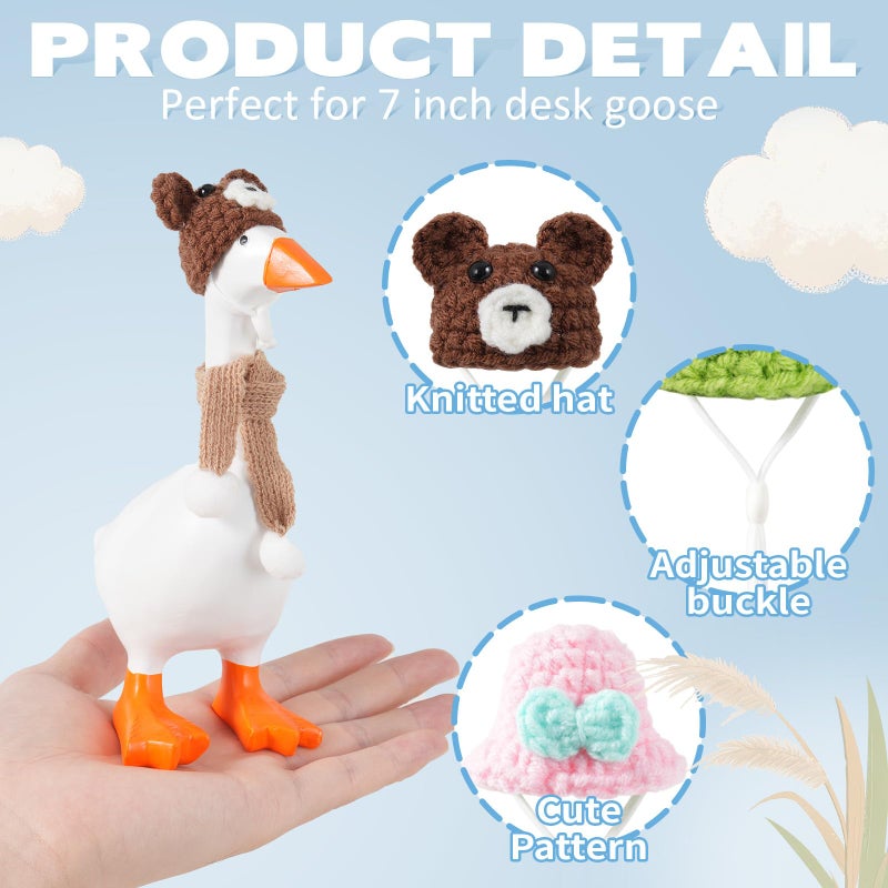 linastu 6 Set 7inch Desk Goose Outfits, Mini Desktop Goose clothes Desk Goose Accessories Set for Magnetic Goose Statue (Colorful Hat+ Scarf) - Image 3