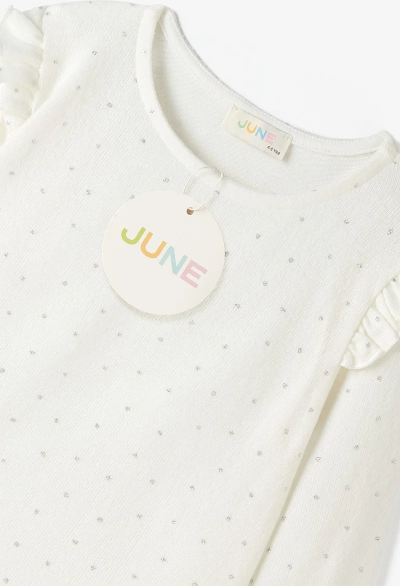 JUNE Child Girls Glitter Printed Soft Textured Ruffle Blouse
