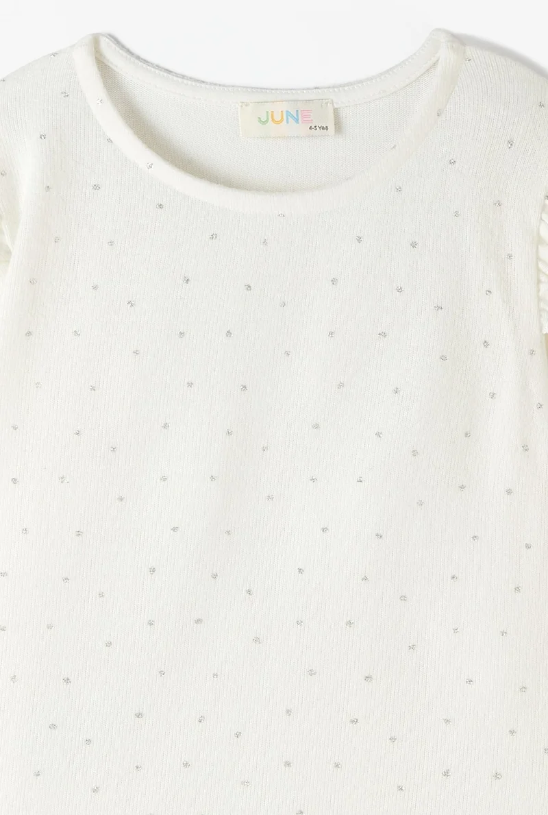 JUNE Child Girls Glitter Printed Soft Textured Ruffle Blouse