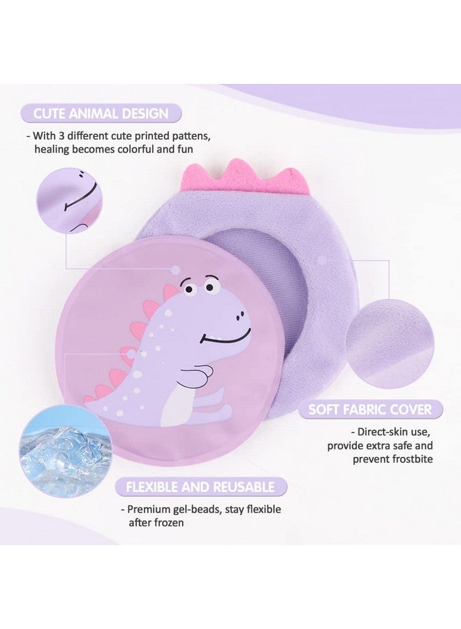 Hilph Kids Ice Packs for Boo Boos, Reusable Toddler Gel Hot Cold Pack with Cover for Pain Relief, Cute Animal Dinosaur Ice Pack Hot Cold Therapy for Kid Bump, Bruise, First Aid (3 Packs) - Image 3