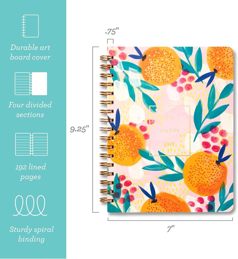 Compendium Spiral Notebook - Oh, Happy Day — A Designer Spiral Notebook with 192 Lined Pages, College Ruled, 7.0”W x 9.25”H - Image 1