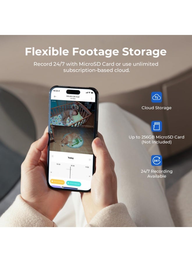 IMILAB C30 Dual Security Camera Indoor, 3K+3K Lens Pet/Baby Monitor Camera, 360° Home/Room Cam for Bedroom, Cry/Smoke/Fire/Person Alerts, App Control, Plug-in 5G WiFi 6 Cam, Wall Mount, No Monthly Fee - Image 5
