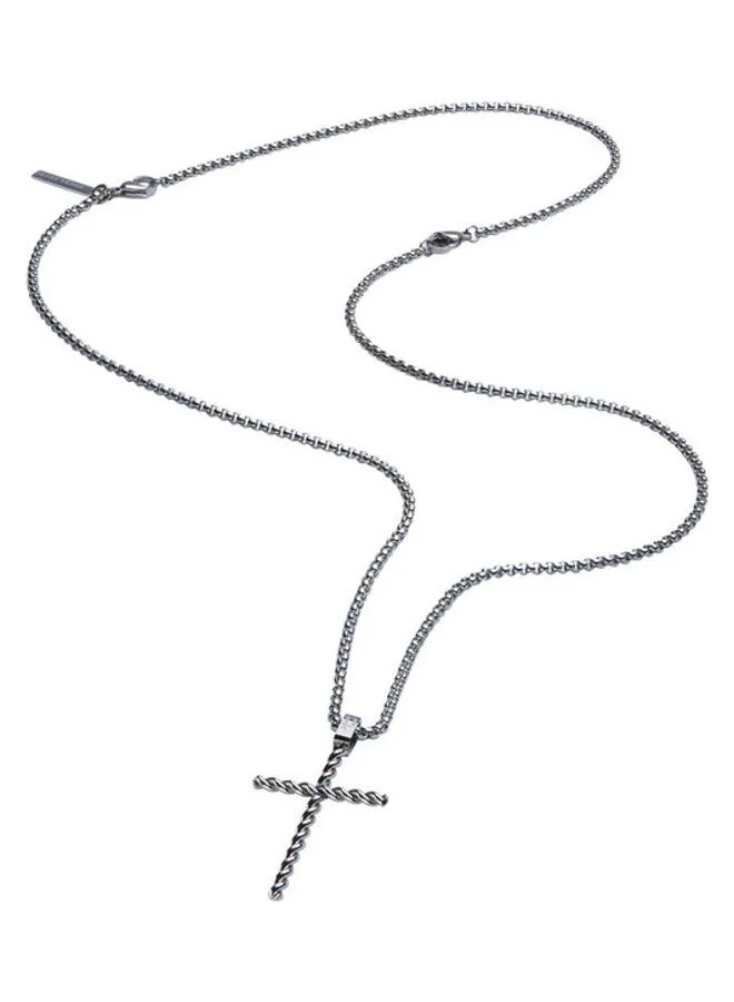 بوليس Silver Stainless Steel Necklace With Cross Design For Men