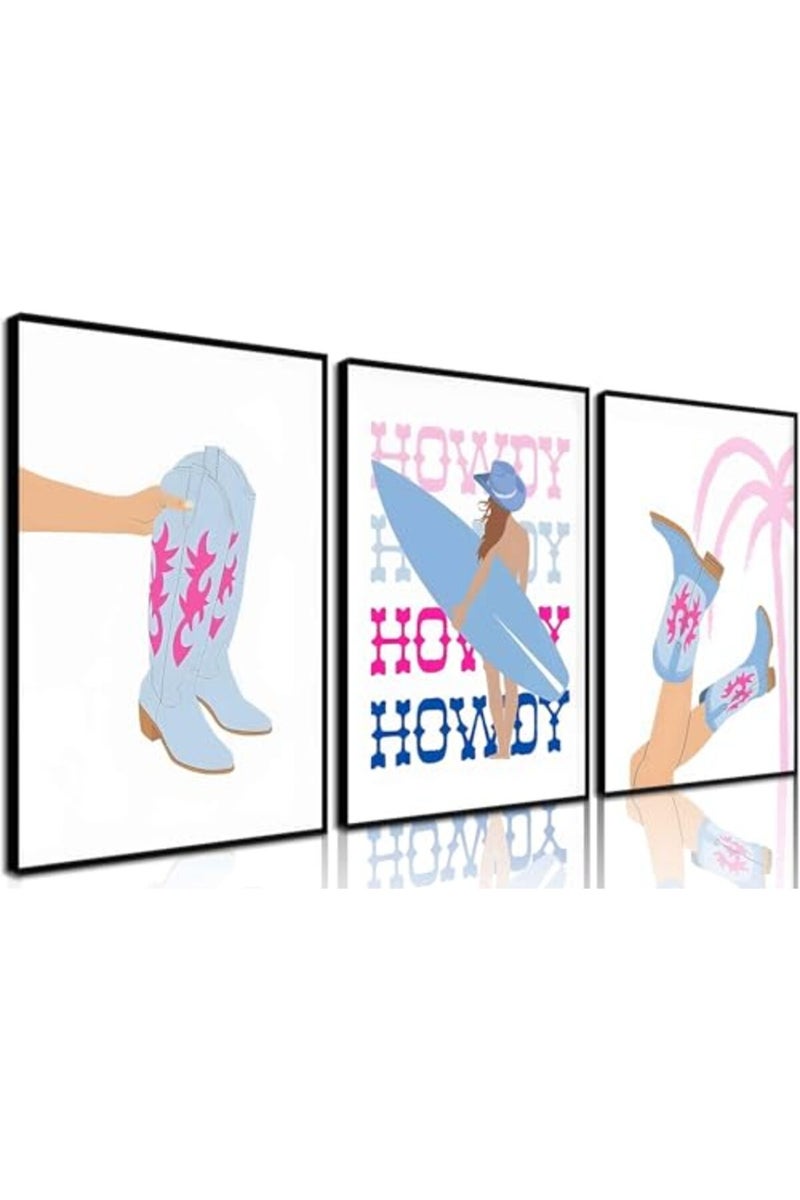 Djmwtb ALAYRA Blue Cowgirl Wall Art Set of 3 (Blue Cowgirl, 12"x16" Poster) - Image 2